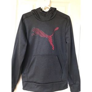 Men’s Dark Gray Puma Hoodie with Red Logo Size Small